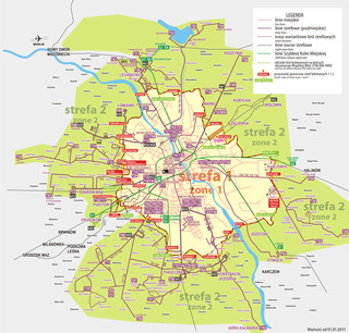 Carte du reseau de bus de banlieue de Varsovie