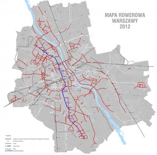 Carte des pistes cyclables de Varsovie