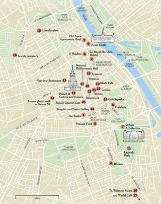 Carte touristique des musées, lieux touristiques, sites touristiques, attractions et monuments de Varsovie