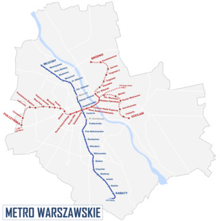 Carte du reseau de metro de Varsovie